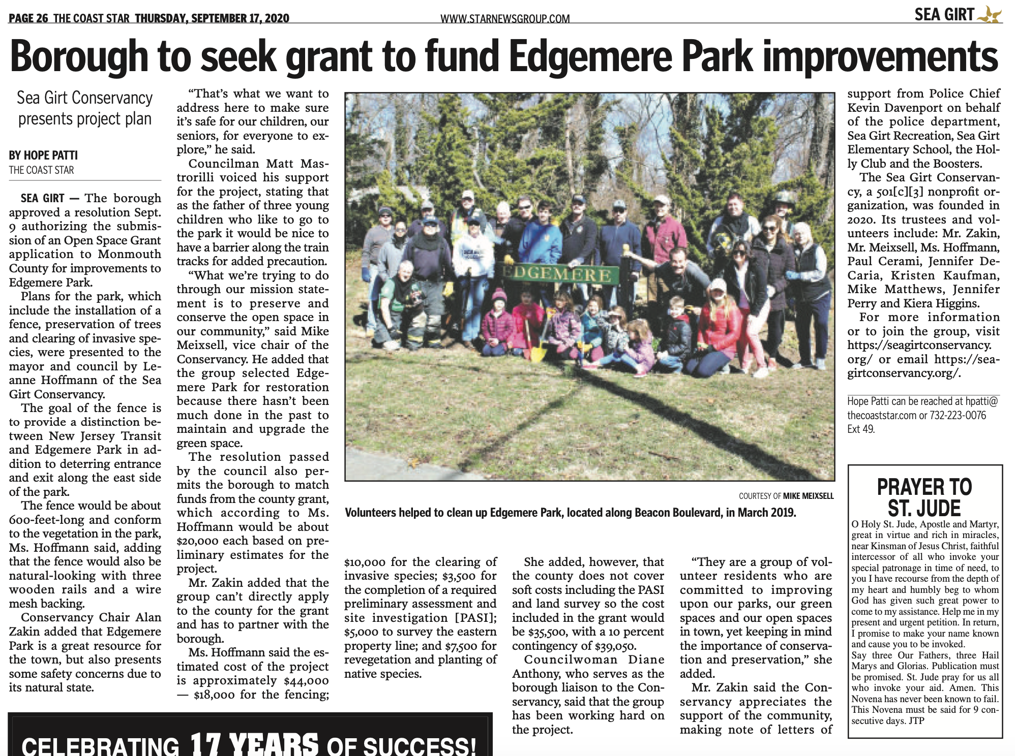 Borough Seeks Grant to fund Edgemere Park originally published by The Coast Star